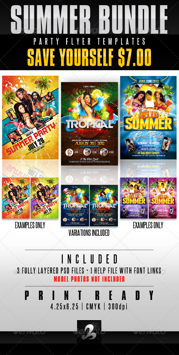 Summer Party Flyer Templates Bundle - Clubs & Parties Events