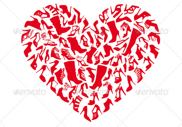 Red Heart Shoes, Vector - Commercial / Shopping Conceptual