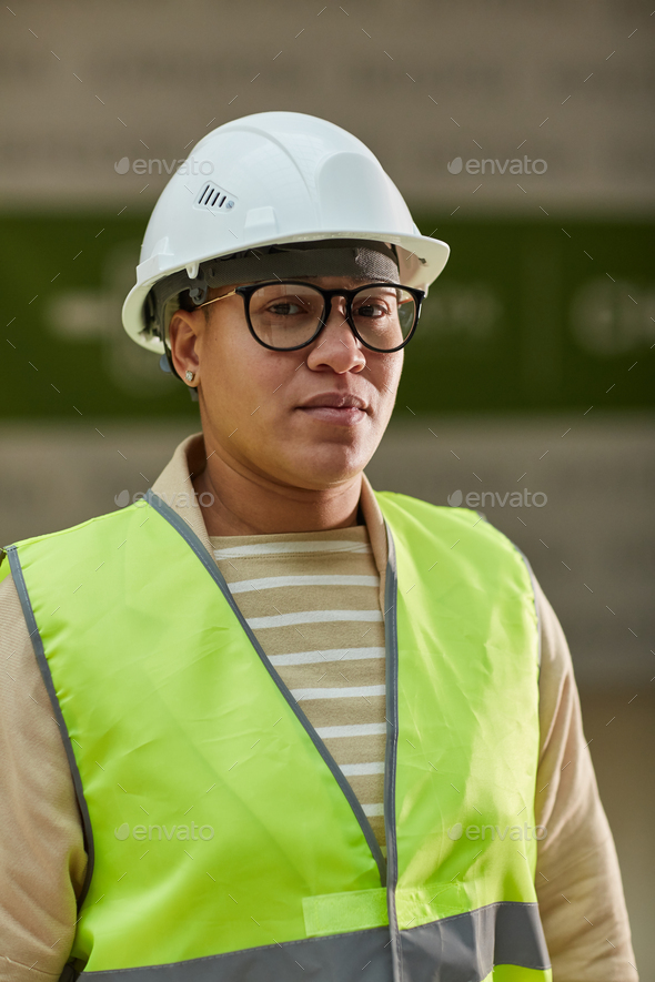 Portrait of Female Worker on Construction Site