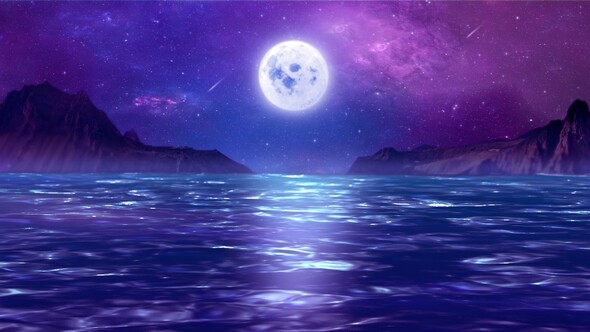 Moon and Ocean Landscape