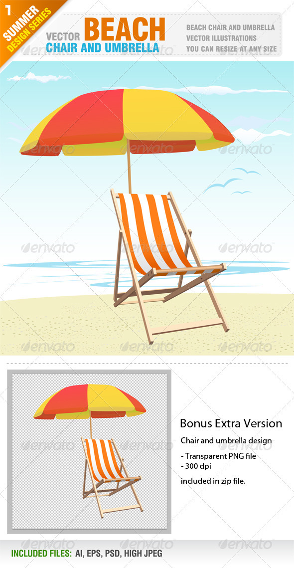 Beach chair and umbrella - Travel Conceptual