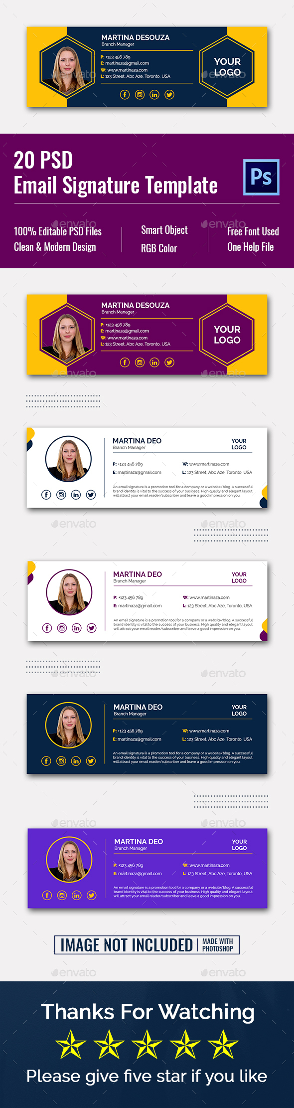 Download Psd Email Signature Templates By Designerhossain Graphicriver