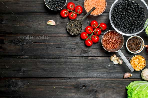 Organic food. Ripe healthy vegetables with legumes. Stock Photo by ...