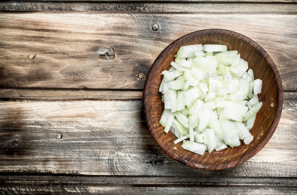 chopped onions in a bowl