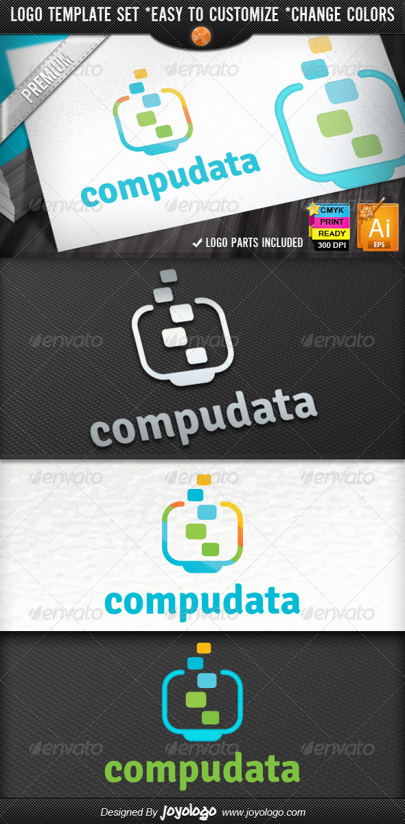 Pixel Circuits Service Data Computer Logo Designs - Objects Logo Templates