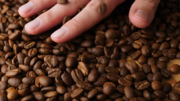 Coffee beans falling in slow motion