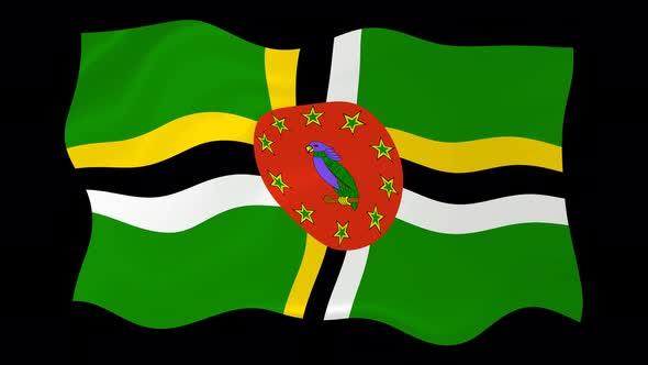 Dominica Waving Flag Animated Black Background