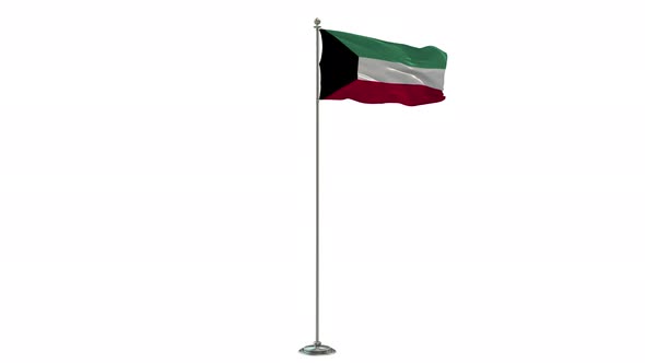 Kuwait  Looping Of The Waving flag Pole With Alpha