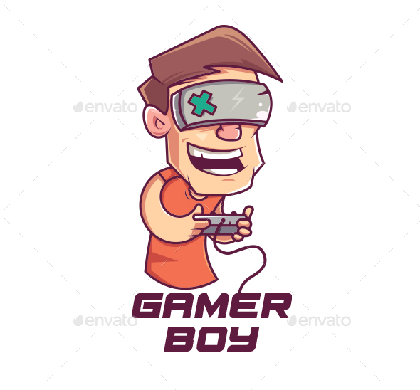 GAMER BOY CARTOON LOGO by MANUGALASTUDIO | GraphicRiver
