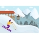 Ski Resort Concept Background Cartoon Style