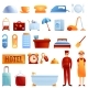 Room Service Icons Set Cartoon Style