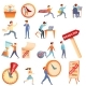 Deadline Icons Set Cartoon Style