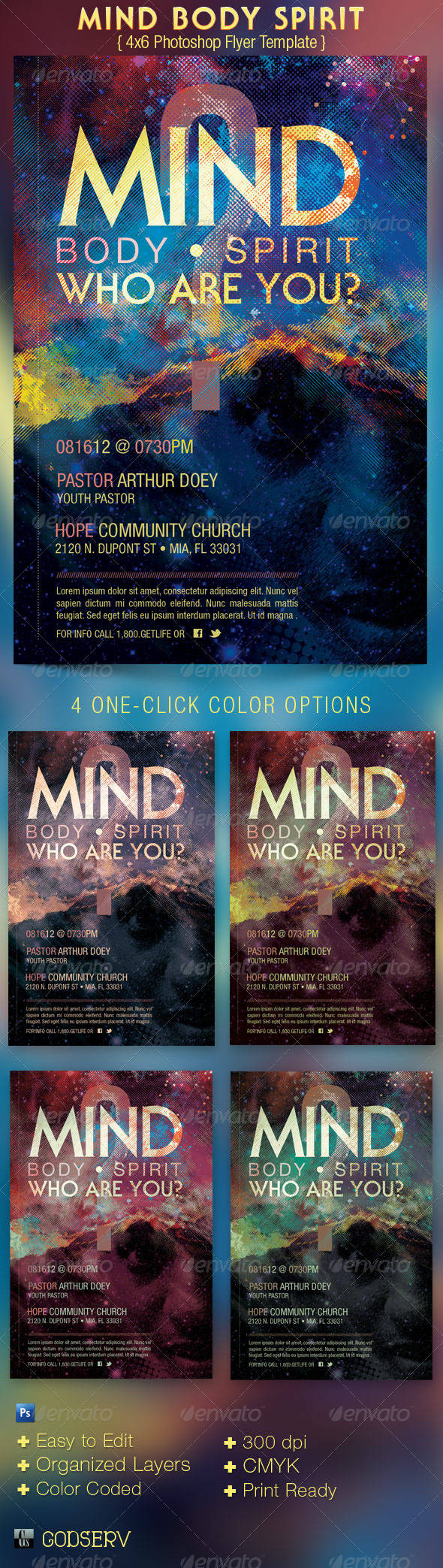 Mind Body Spirit Church Flyer Template - Church Flyers