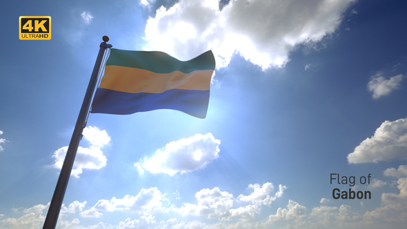Gabon Flag on a Flagpole V4 - 4K alt