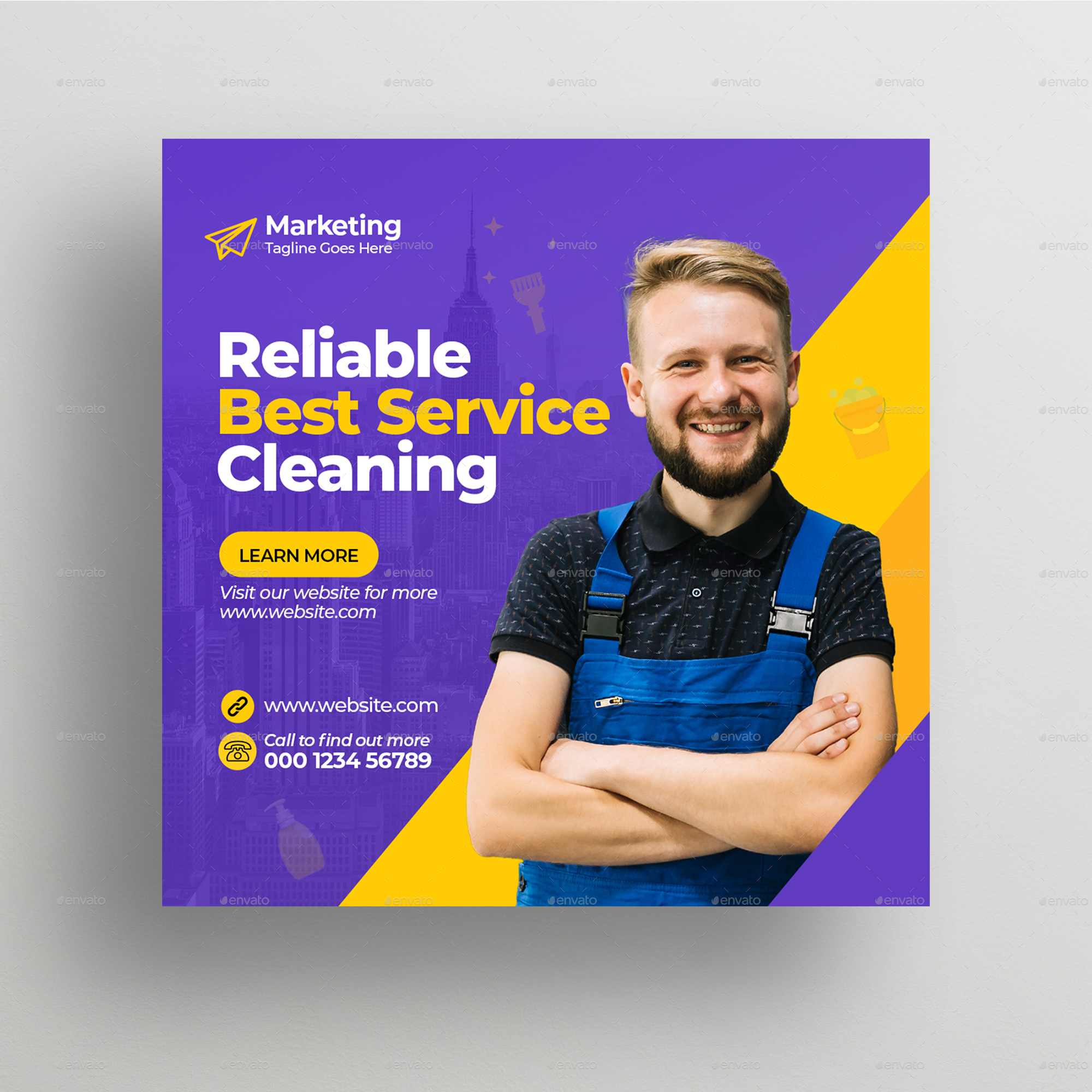 Cleaning Service Social Media Post Template by Design_Stocks | GraphicRiver