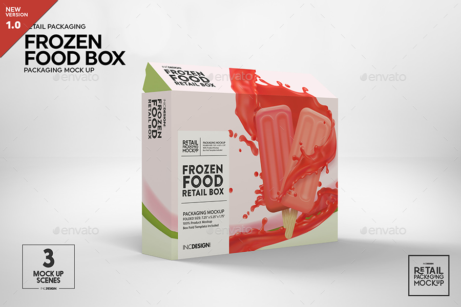 Thin Frozen Food Box Packaging Mockup[Photoshop][29888168]