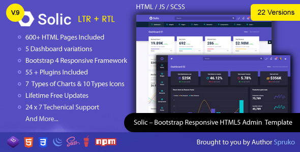 Solic – Bootstrap Responsive Latest Dashboard Premium HTML Simple Admin Panel Template