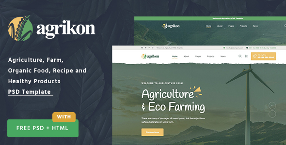 Agrikon - PSD Template For Agriculture Farm & Farmers