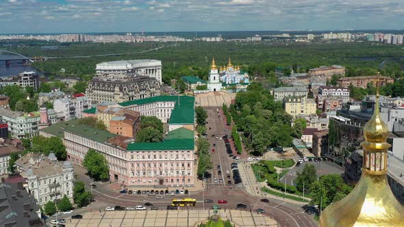 A beautiful flight in the afternoon over the St. Michael's Golden-Domed Monastery. alt