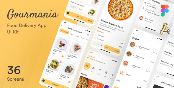 Gourmania – Food Delivery App UI Kit Figma Template