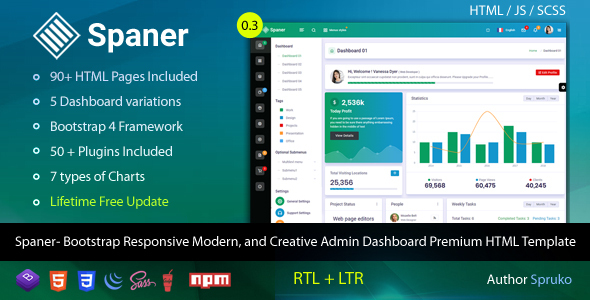 Spaner - Bootstrap Admin Panel Dashboard Design Responsive HTML5 Template