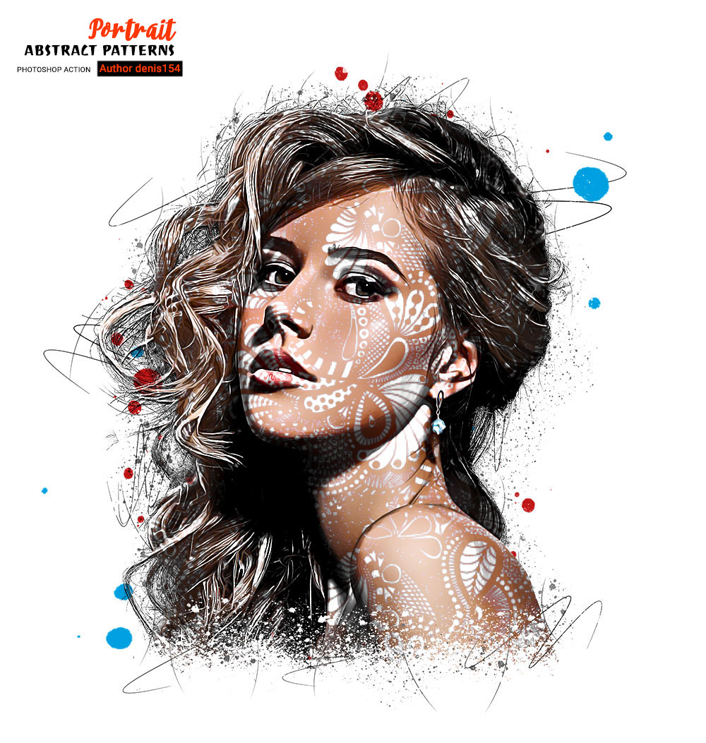 Abstract Patterns Portrait Photoshop Action, Add-ons | GraphicRiver