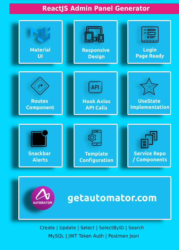 Download NodeJS REST API + ReactJS Admin Panel Generator from MySQL + JWT + Postman Json by gyanverma2