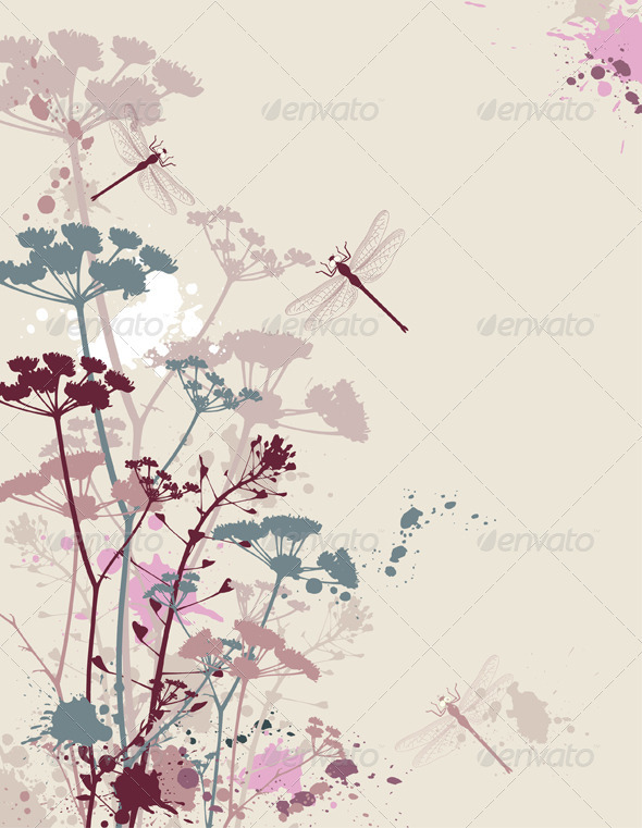 Grunge Background with Flowers - Flowers & Plants Nature
