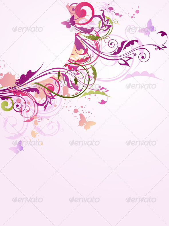 Floral Background with Ornament - Backgrounds Decorative
