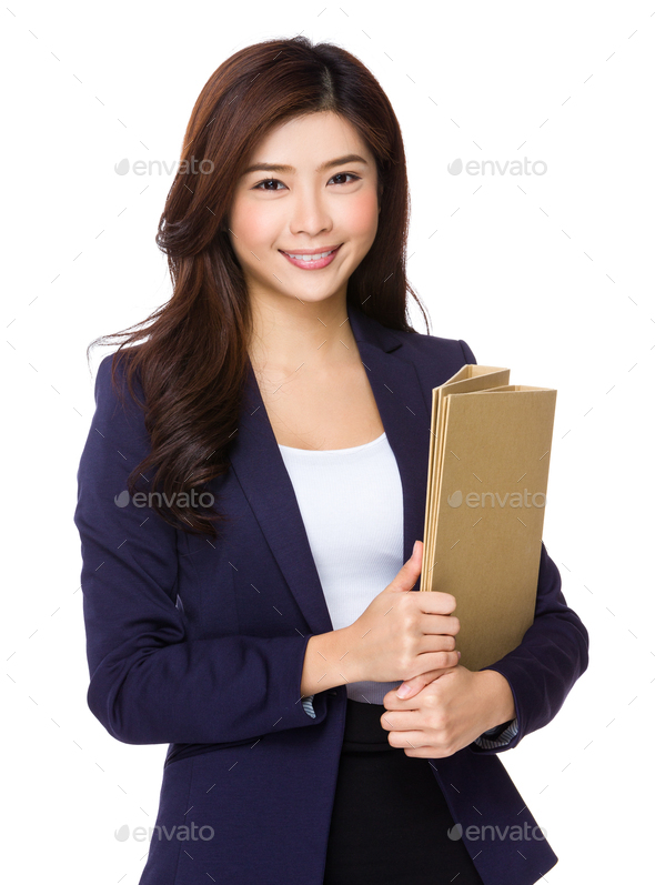 Asian Businesswoman hold with folder