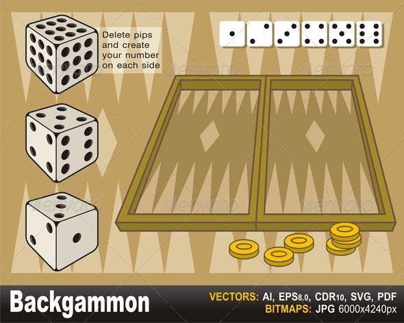 Backgammon with dices - Objects Vectors