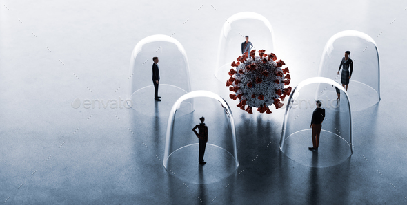 Coronavirus Covid19 between people in glassy protection. Social distancing - Stock Photo - Images
