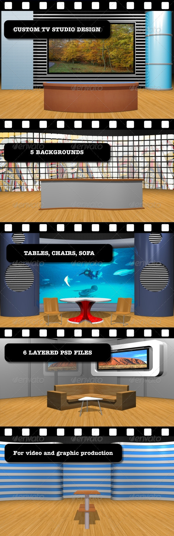 Custom TV Studio Design - 3D Renders Graphics