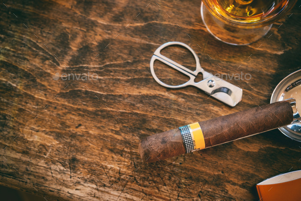 Close-up Of Luxury Cigar Set On The Wooden Table Indoors Stock Photo,  Picture and Royalty Free Image. Image 113400729.