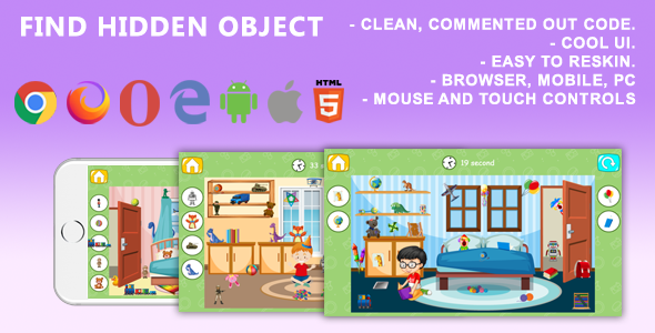 Find Hidden Object. Mobile, Html5 Game .c3p (Construct 3)