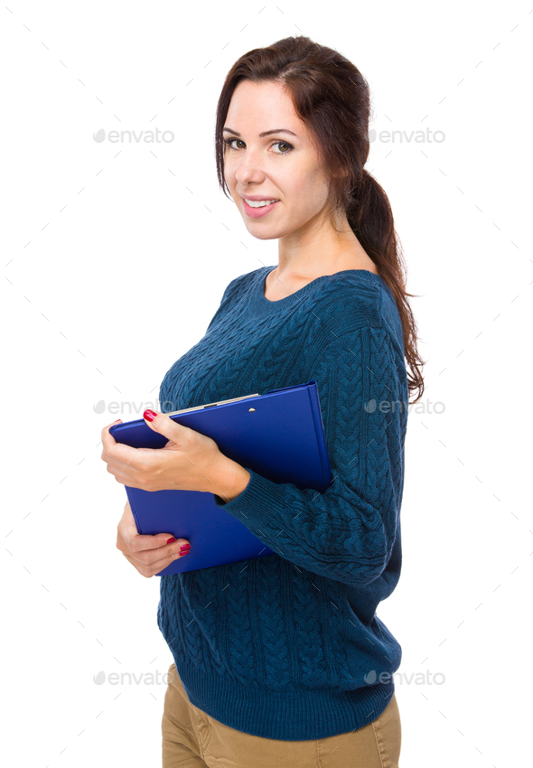 Woman with clipboard - Stock Photo - Images