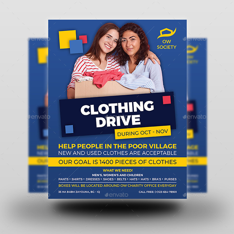 Homeless Clothing Drive Flyer Template, Print Templates | GraphicRiver