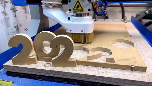 Wood milling machine carving 2022 New Years numbers