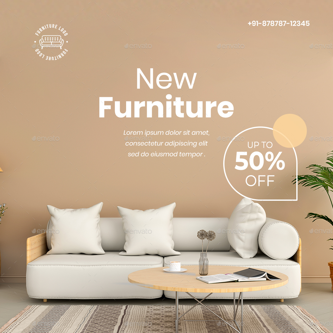 Furniture - Minimalist - Social Media Post and Stories, Web Elements