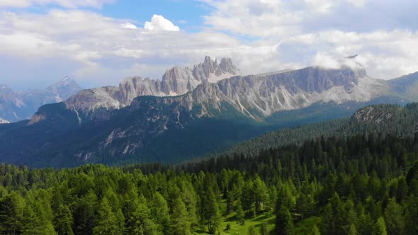 Croda Da Lago Ridge in Dolomites Mountains. Drone video in beautiful Italian Dolomites Mountains alt
