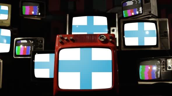 Flag of Marseille, France, on Retro TVs.