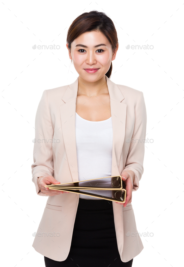 Asian businesswoman hold with folder