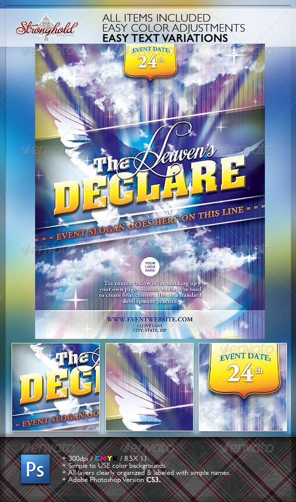 Heaven's Declare Church Flyer Template - Church Flyers