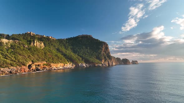 Alanya Castle Alanya Kalesi Aerial View of Mountain and City Turkey alt