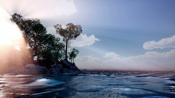 Rocky Island with Trees As Ocean alt