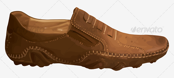 Casual Contemporary Leather Shoes Brown Color - Objects Vectors