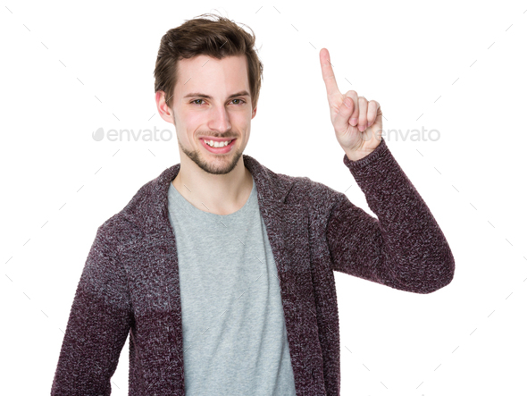 Man with finger point upwards