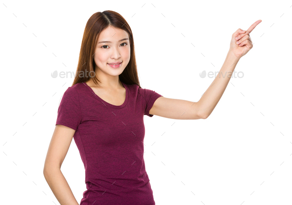 Woman with finger point upwards