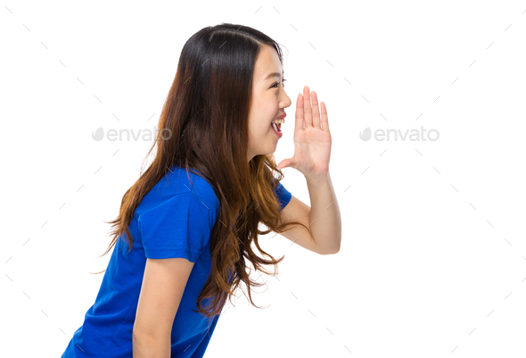 Side profile of woman screaming