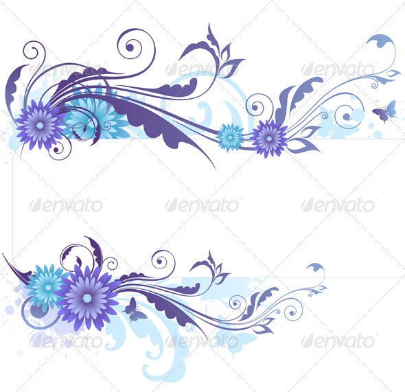 Floral Background with Blue Flowers - Backgrounds Decorative